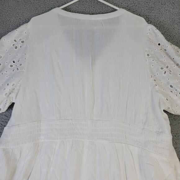 Knox Rose Maxi Dress Wedding Button Front Laced Open Work Embroidered 2X White - Picture 16 of 16
